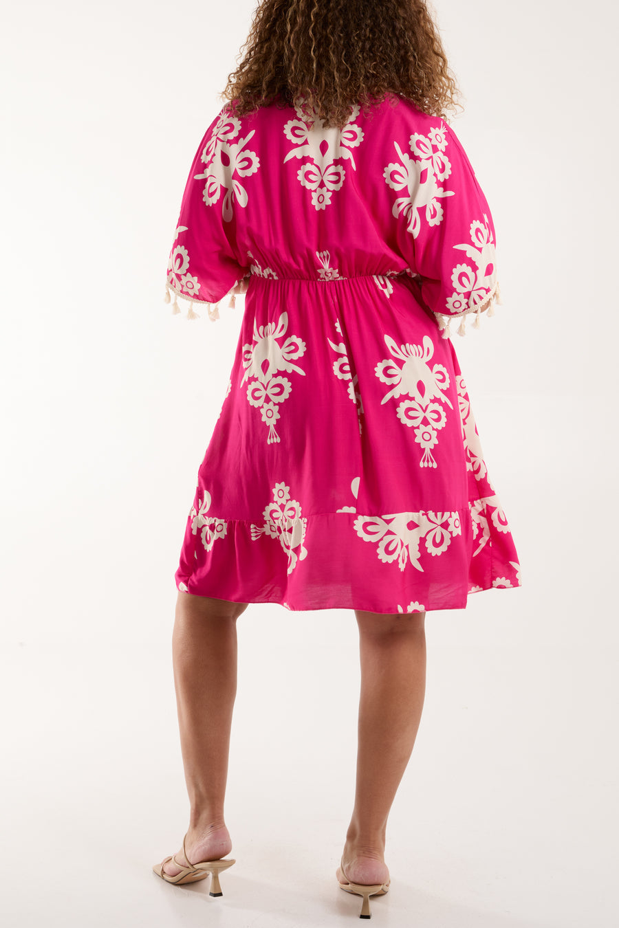 Liel Designs Embellished Neckline Tassels Knee Length Dress
