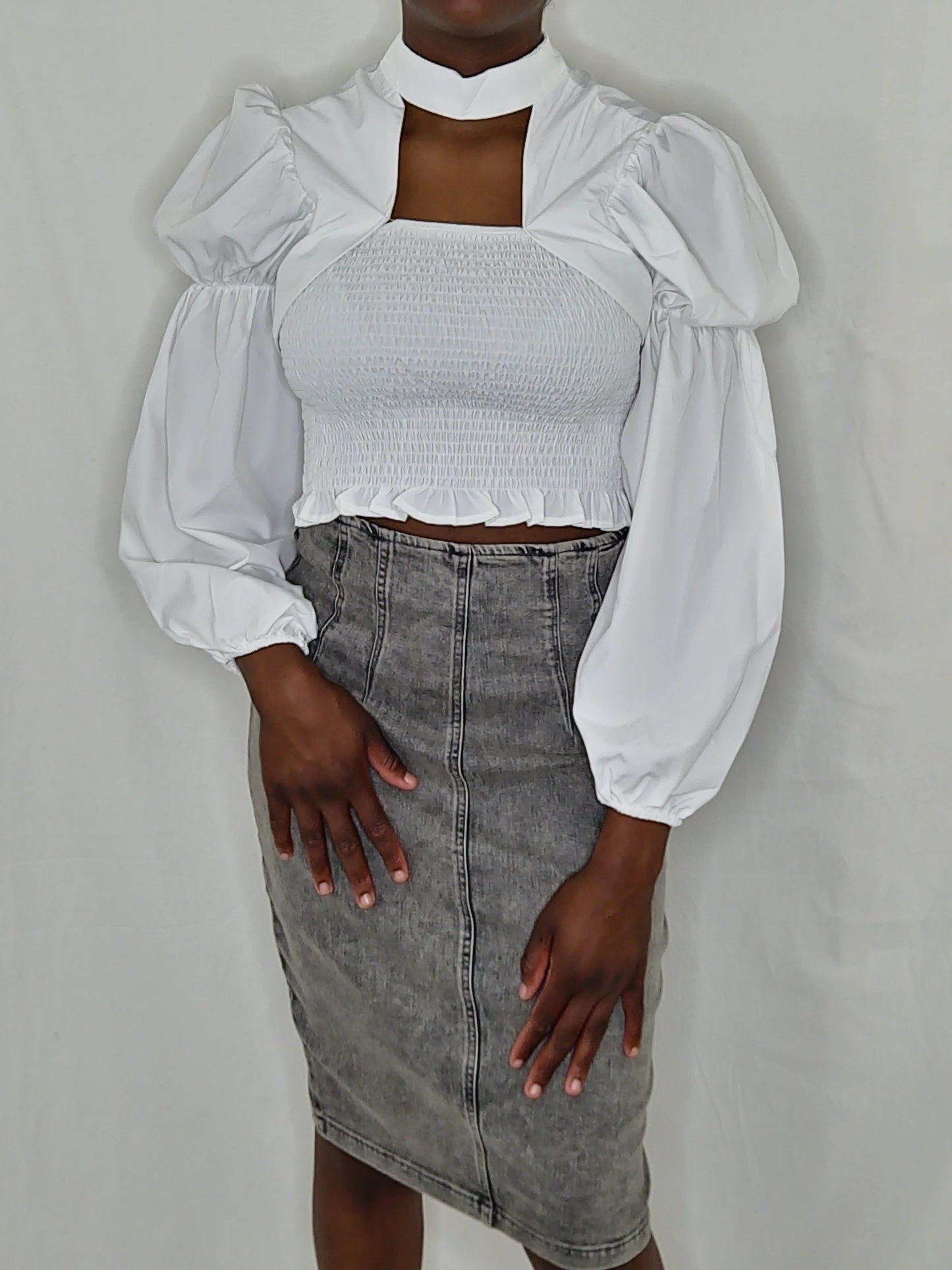 LongSleeve Sleeve Crop Top Blouse