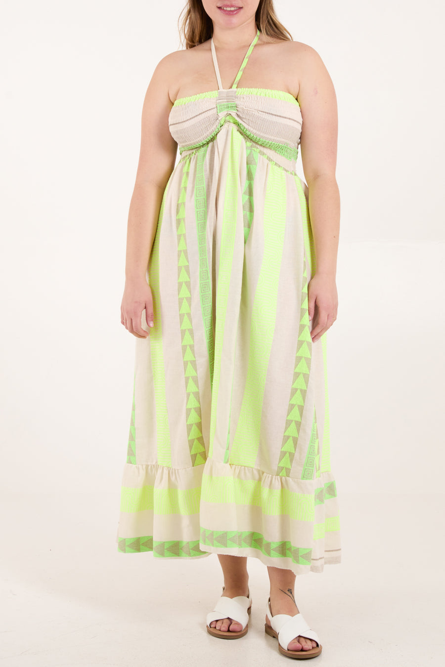 Liel Designs Geometric Strapless Smock Maxi Dress