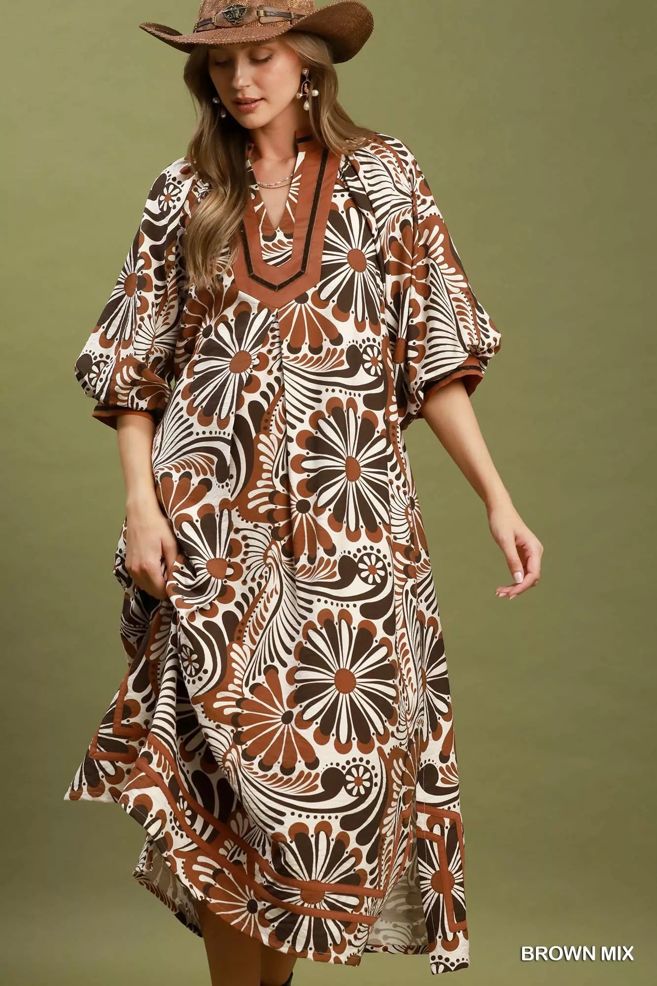 Abstract Print Midi Dress | Women's Printed Midi Dress