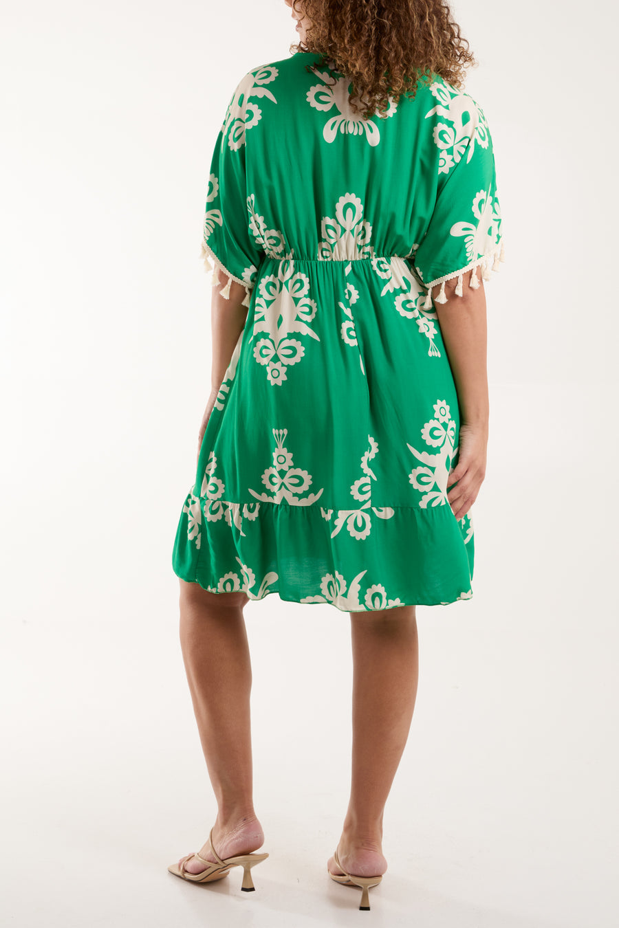 Liel Designs Embellished Neckline Tassels Knee Length Dress