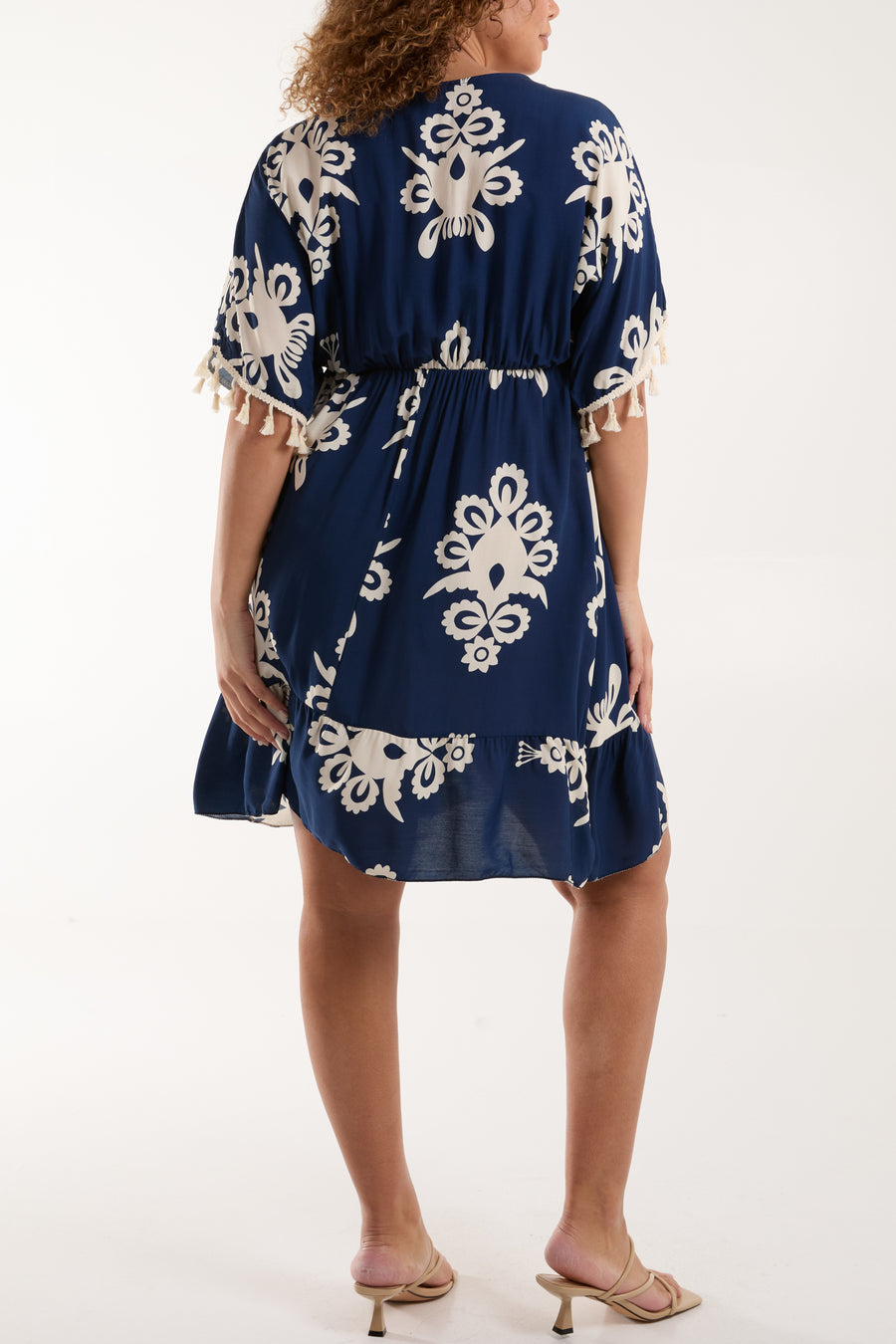 Liel Designs Embellished Neckline Tassels Knee Length Dress