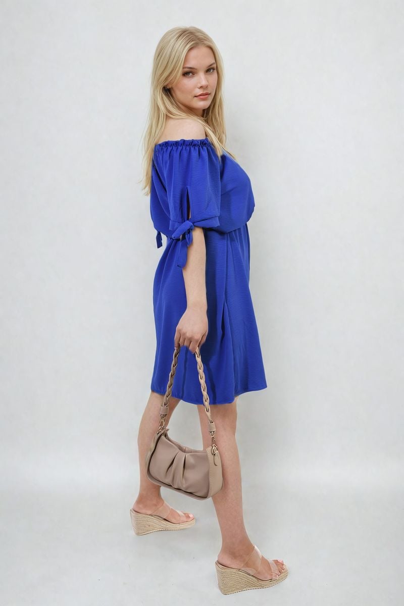 Lieldesigns Knot Cuff Off Shoulder Mini Dress