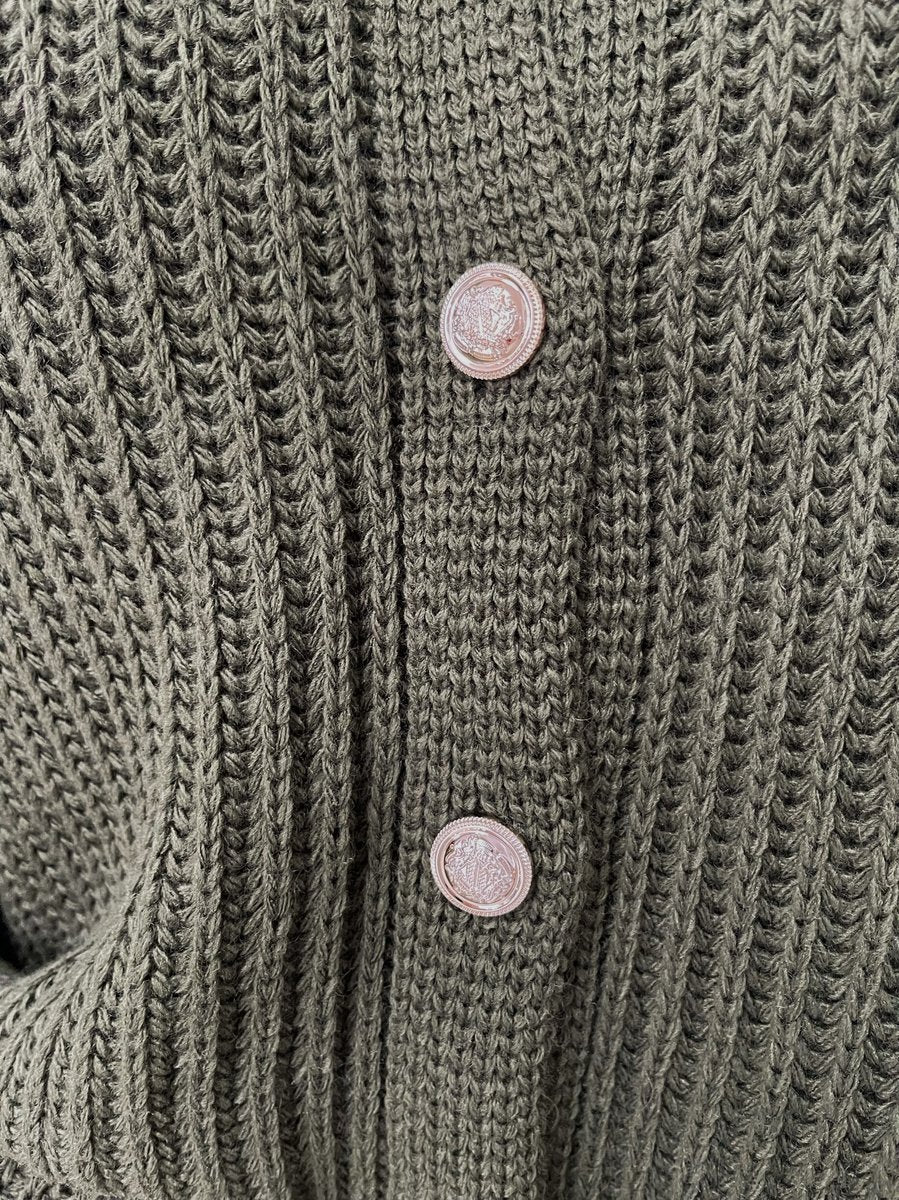 "Oversized grey chunky knitted top with a relaxed fit, crafted from premium knit fabric for a cozy and stylish look."
