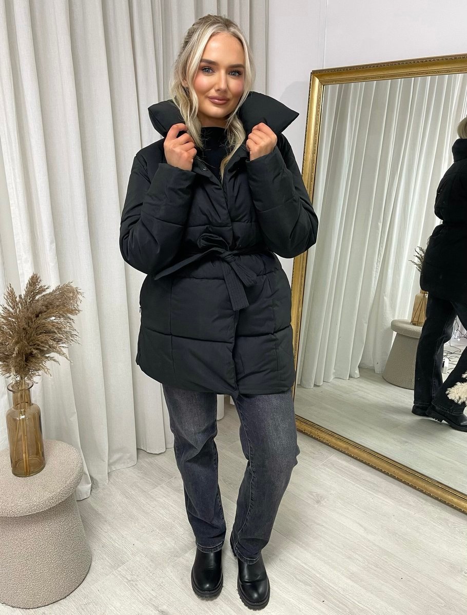 Warm Padded Puffer Belted Winter Jacket