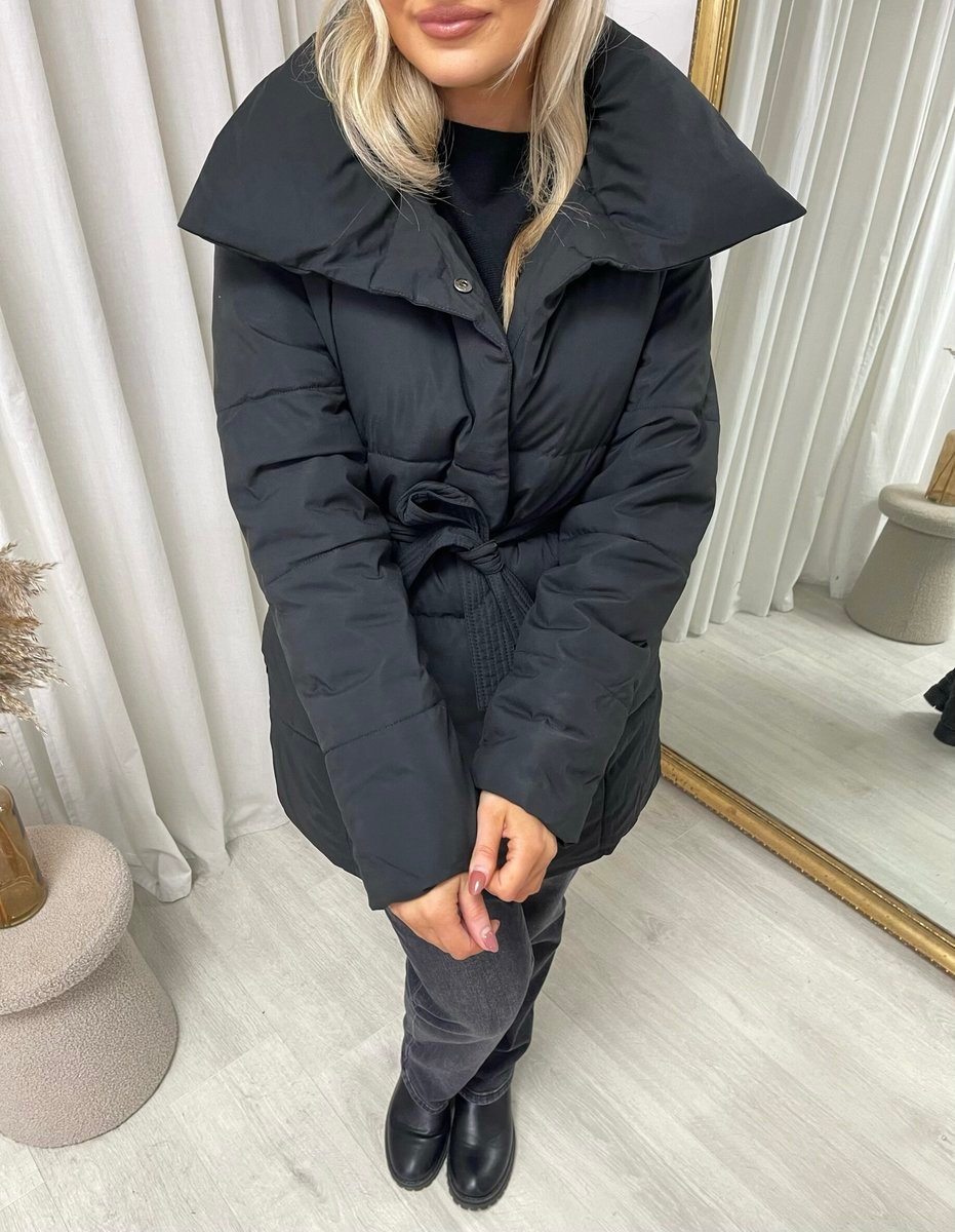 Warm Padded Puffer Belted Winter Jacket