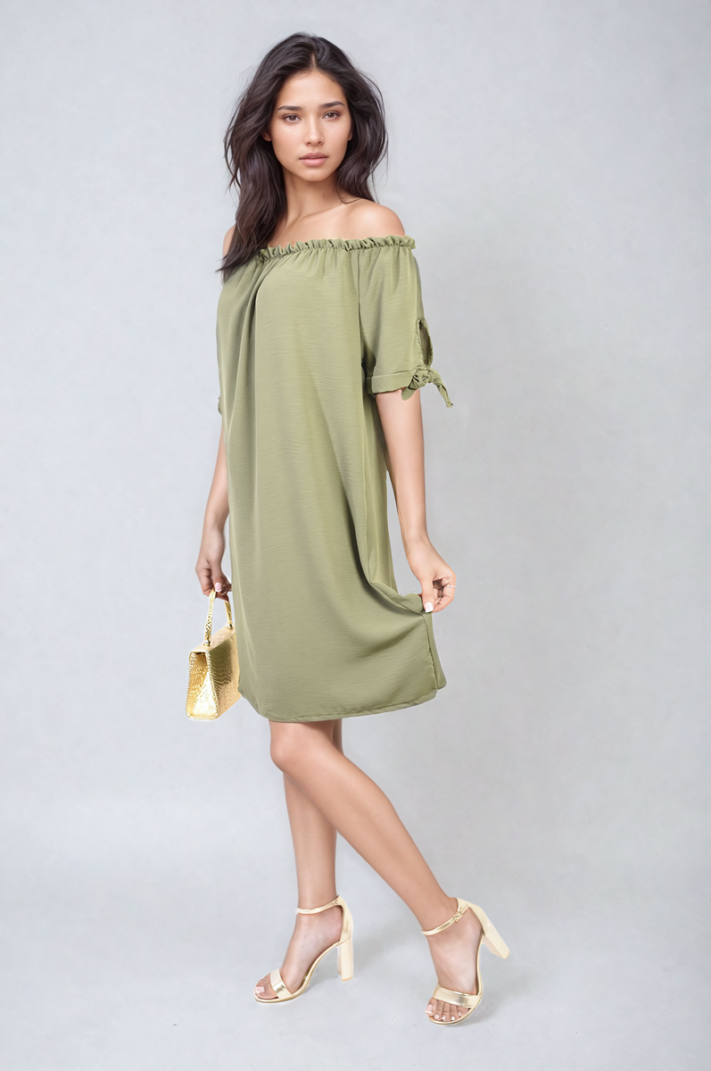 Lieldesigns Knot Cuff Off Shoulder Mini Dress