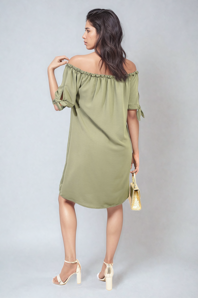Lieldesigns Knot Cuff Off Shoulder Mini Dress