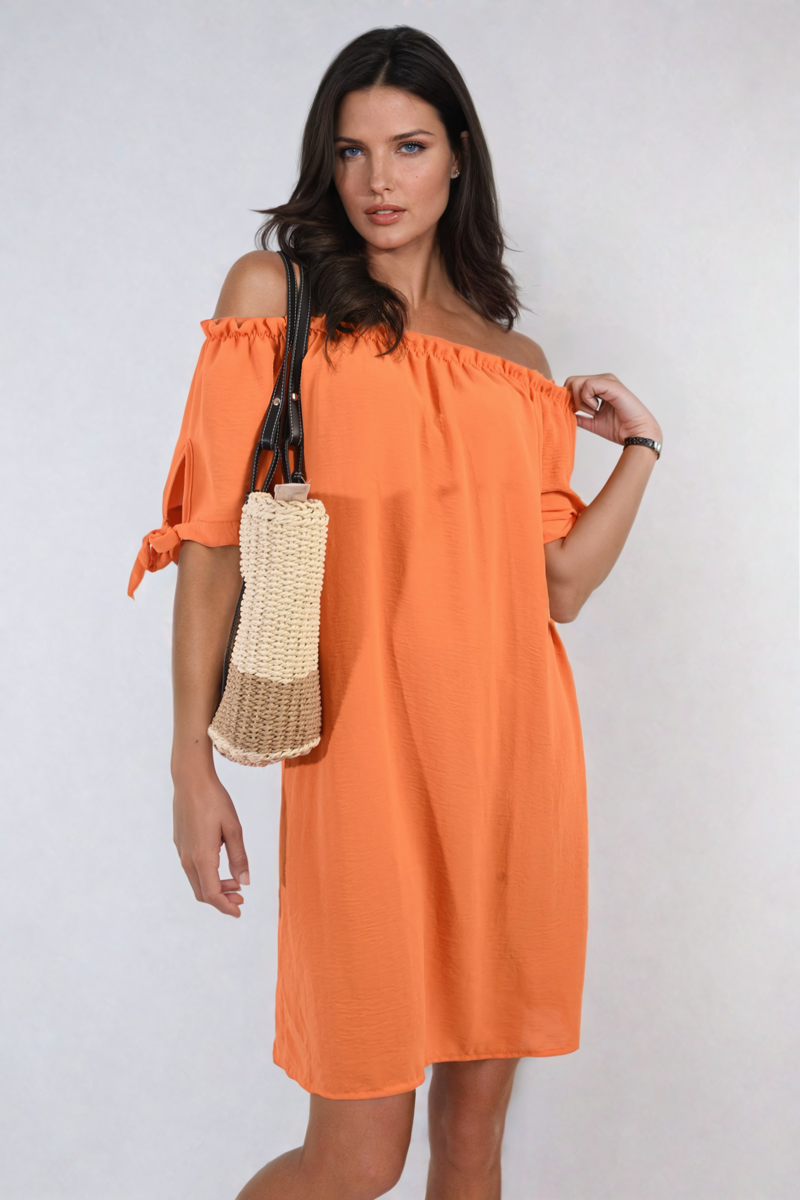 Lieldesigns Knot Cuff Off Shoulder Mini Dress