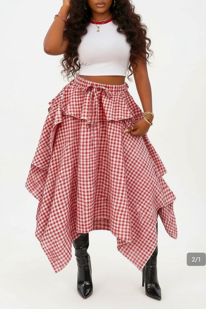 Red Gingham Handkerchief Skirt