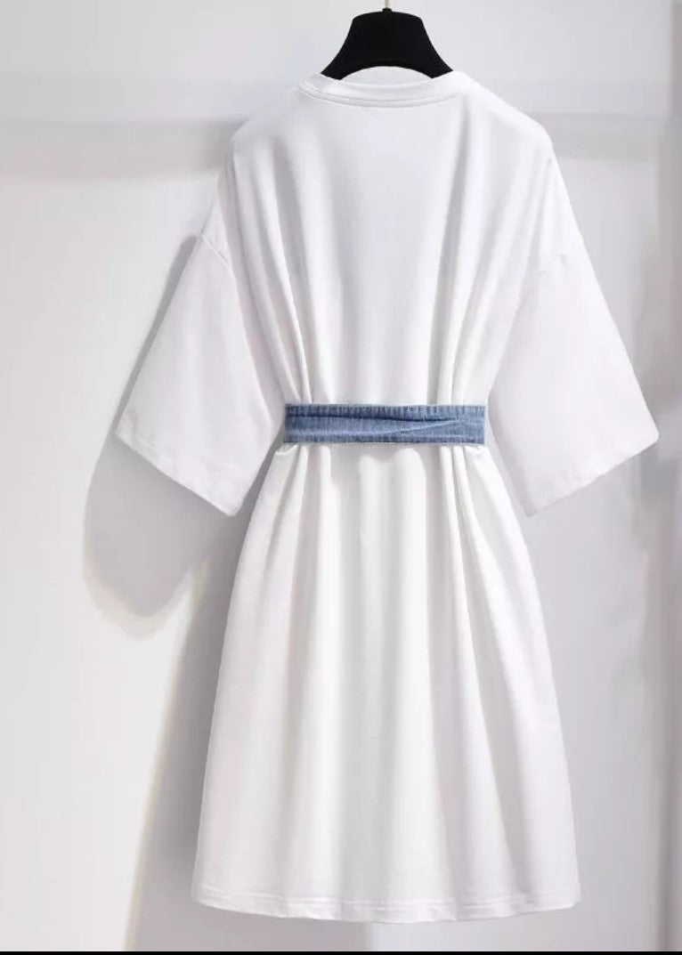 Short sleeve Patchwork T-Shirt Dress