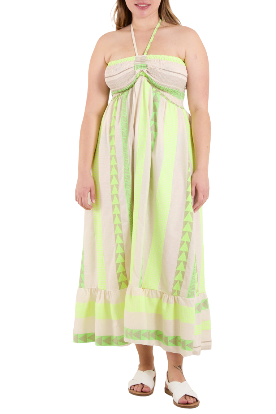Liel Designs Geometric Strapless Smock Maxi Dress