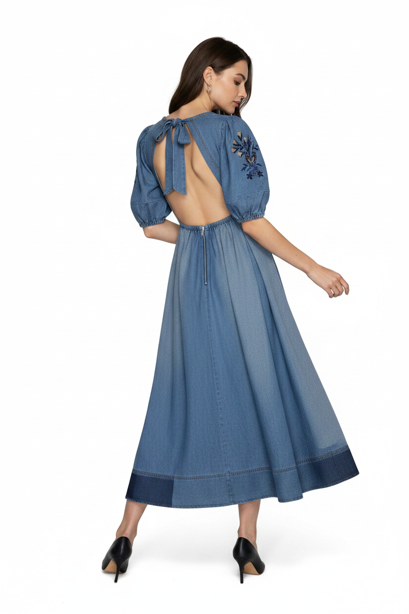 Blue Denim Dress Back