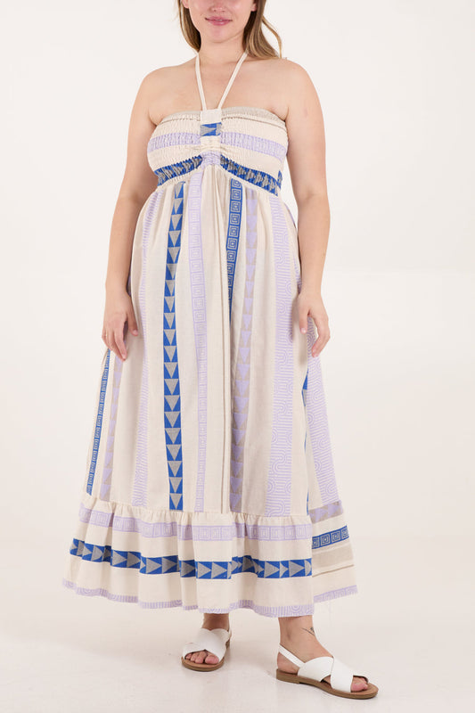 Liel Designs Geometric Strapless Smock Maxi Dress
