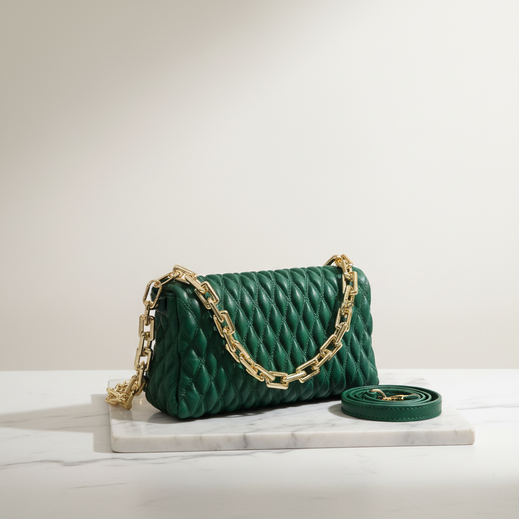 Forest Green Quilted Bag