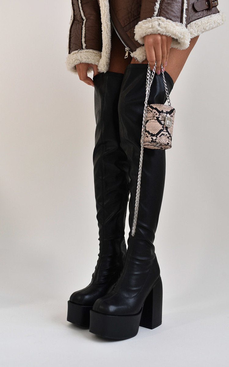 Block Knee High Boots