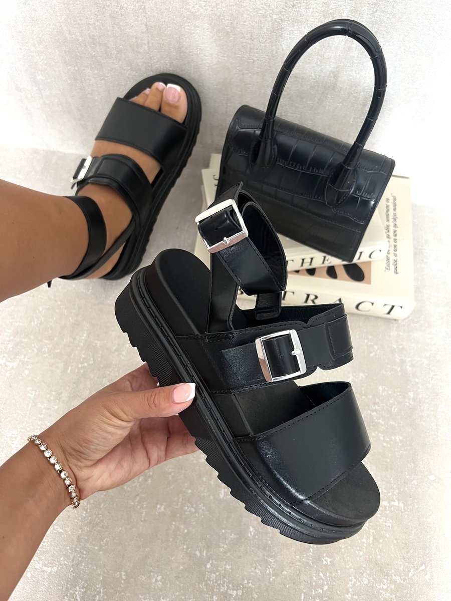 Chunky Buckle Strap Platform Sandals