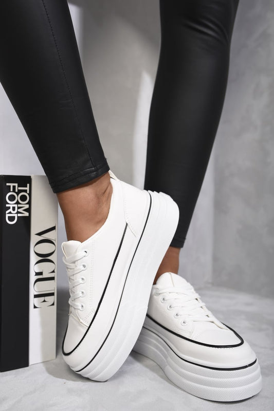 Platform Wedge Lace Up Trainers