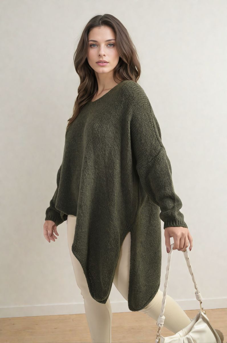 Asymmetric Oversized Knitted Jumper