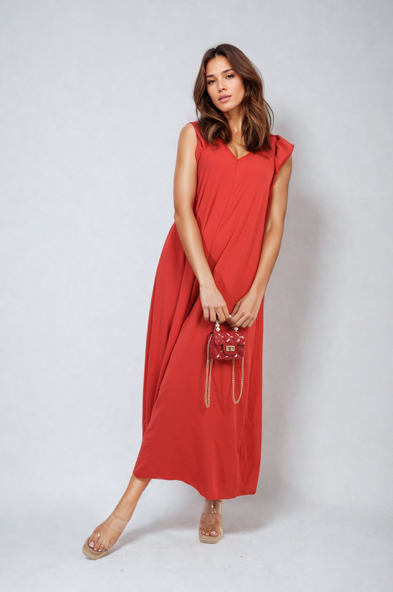 Ruffle Sleeve V-Neck Loose Waist Wide Leg Jumpsuit