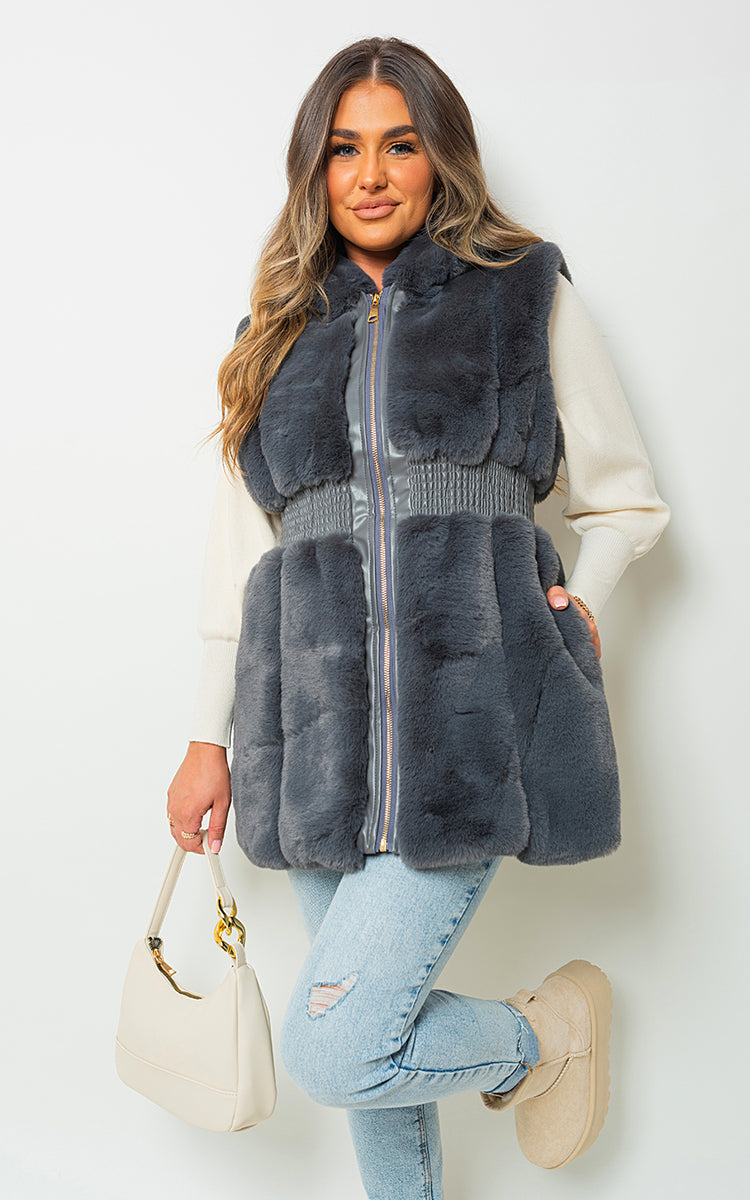 Faux Fur Zip Up Gilet