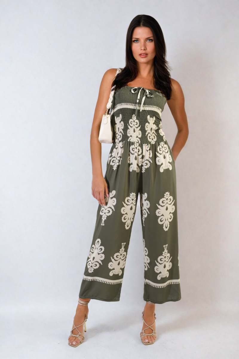 Printed Strapless Jumpsuit