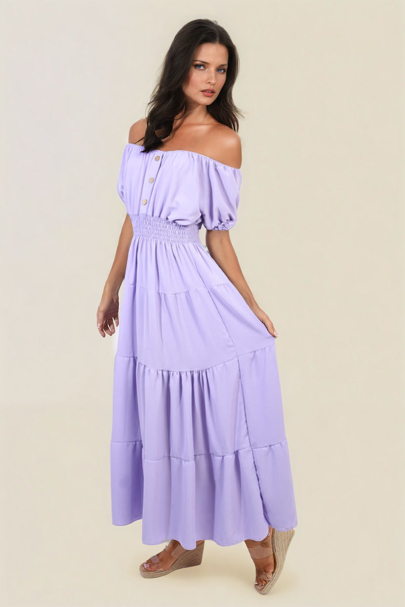 Smocked Waist Tiered Midi Dress - Flowy & Flattering