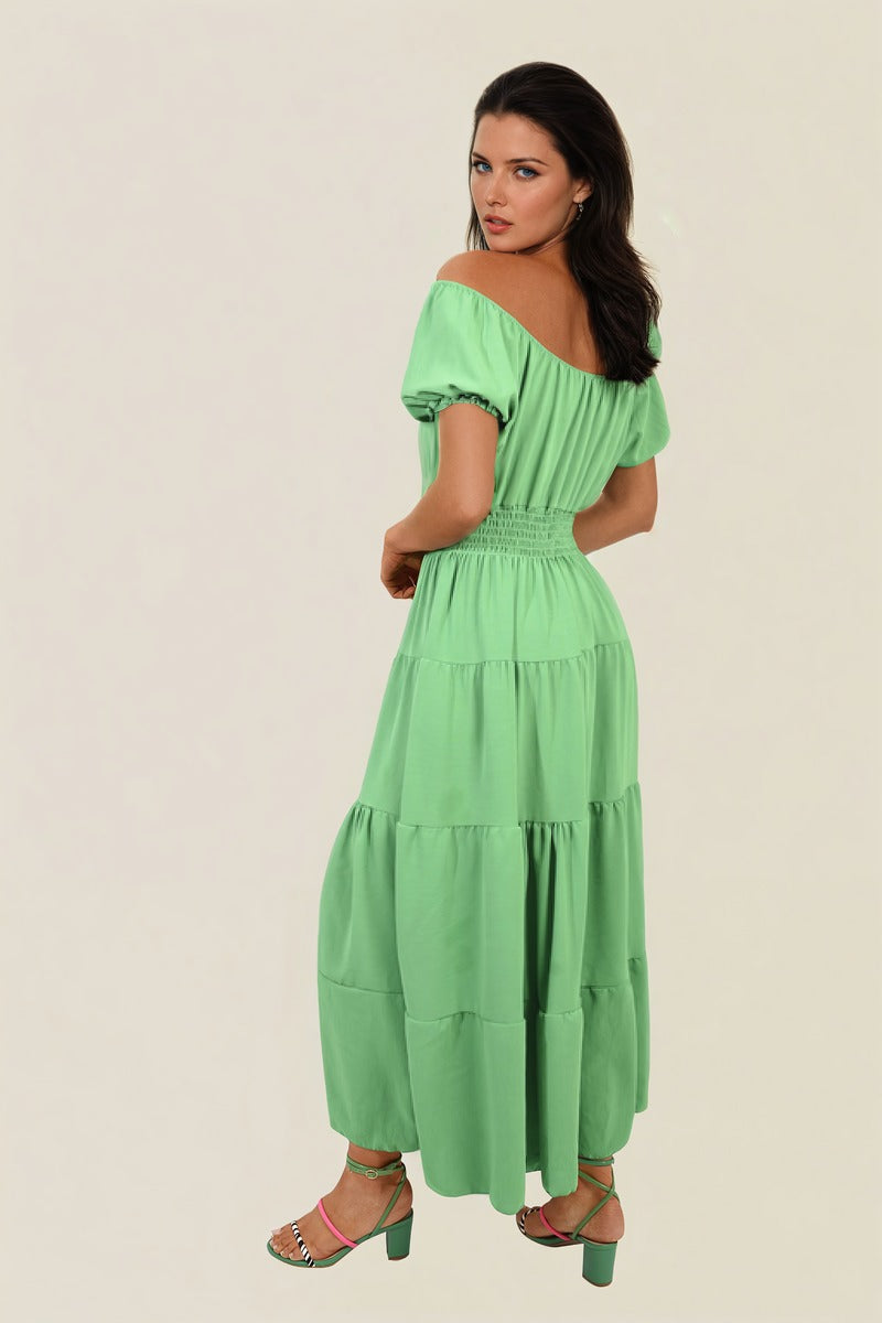 Smocked Waist Tiered Midi Dress - Flowy & Flattering