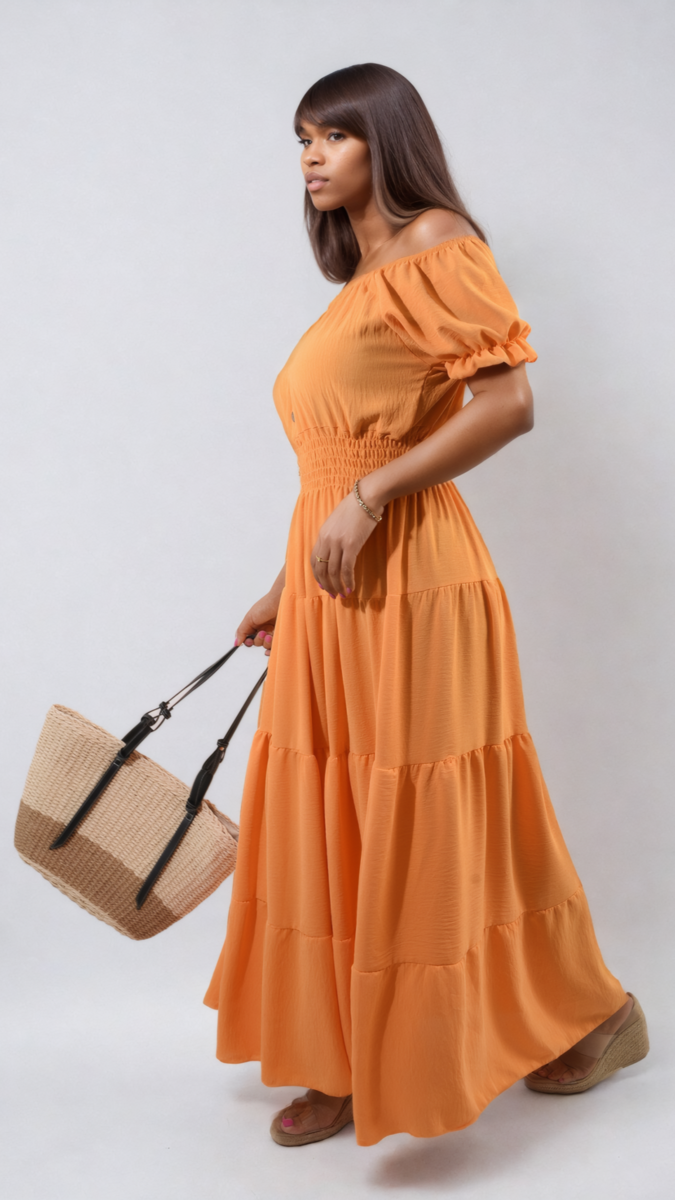 Smocked Waist Tiered Midi Dress - Flowy & Flattering