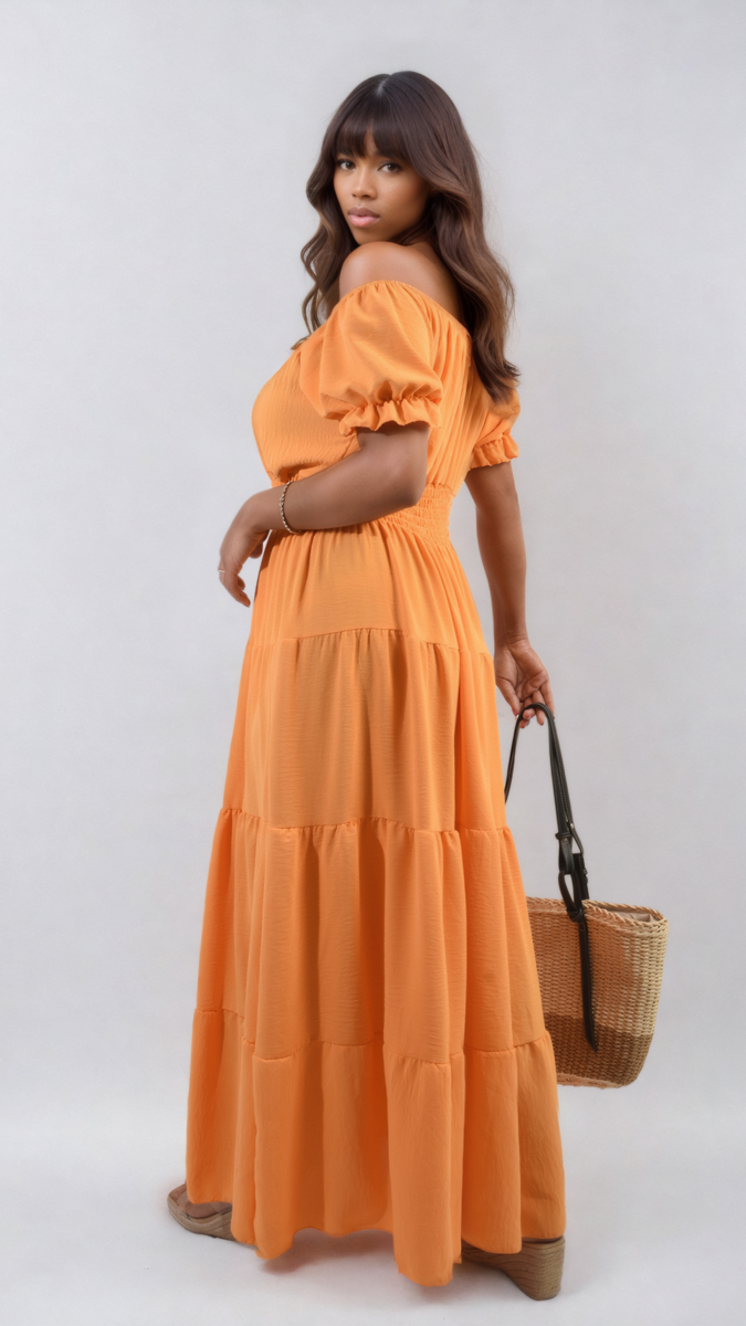 Smocked Waist Tiered Midi Dress - Flowy & Flattering