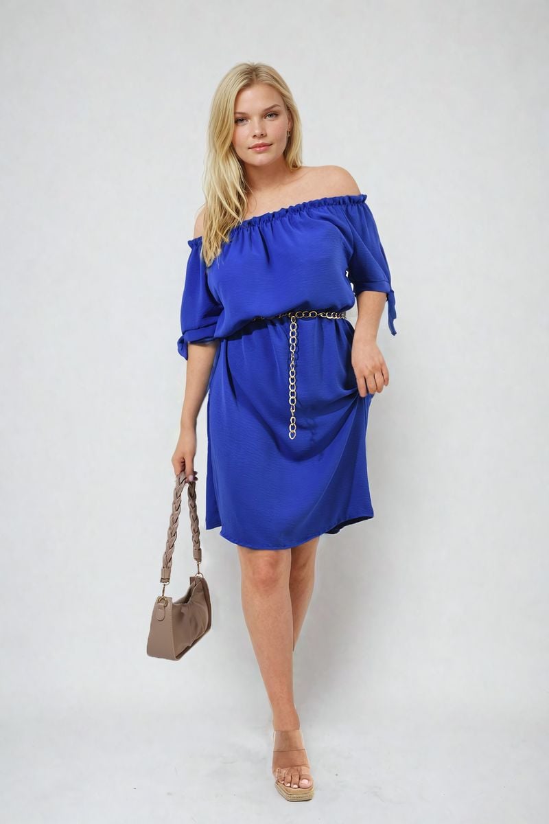 Lieldesigns Knot Cuff Off Shoulder Mini Dress