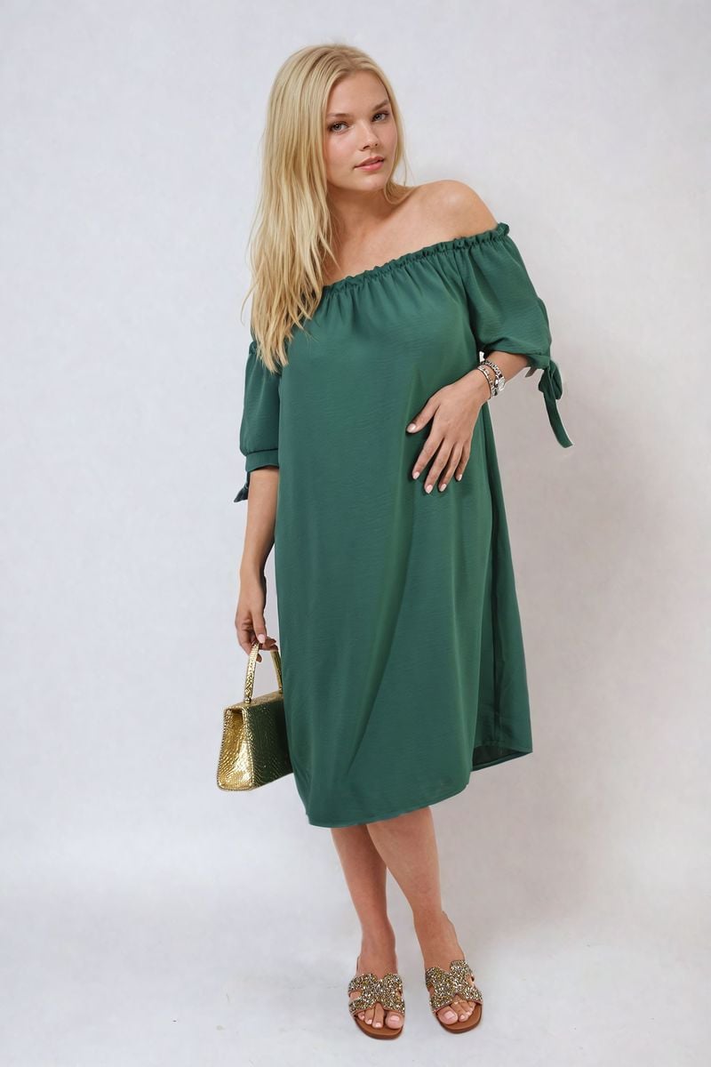 Lieldesigns Knot Cuff Off Shoulder Mini Dress