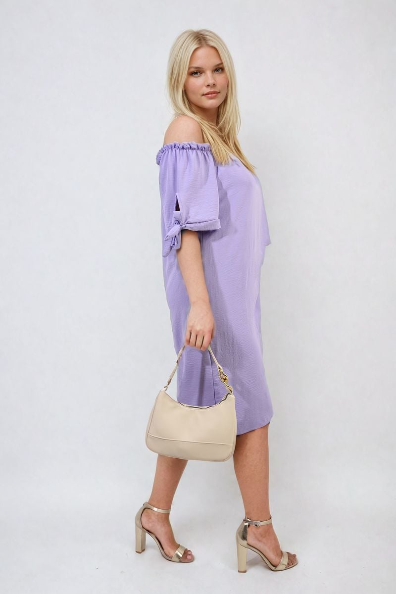 Lieldesigns Knot Cuff Off Shoulder Mini Dress