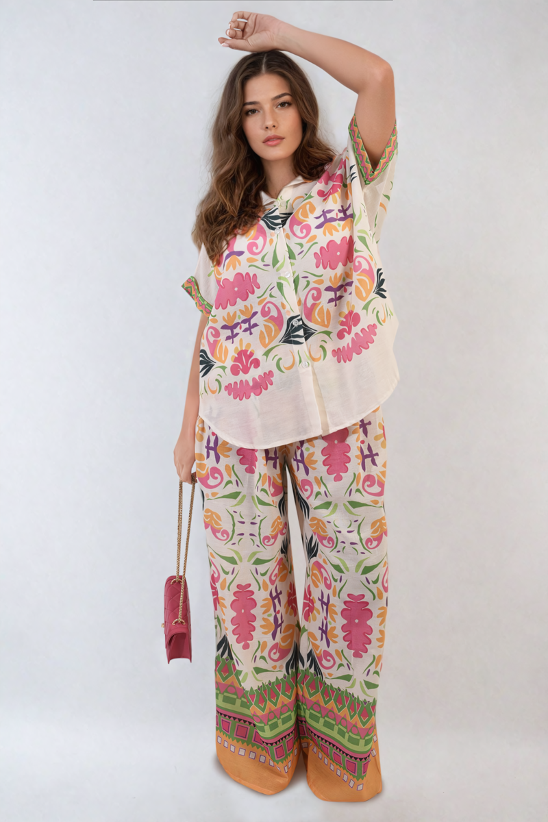 Printed Summer Wide Leg Trouser