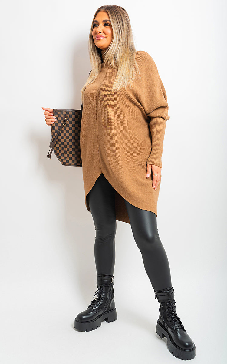 Turtle Neck Longline Knitted Jumper