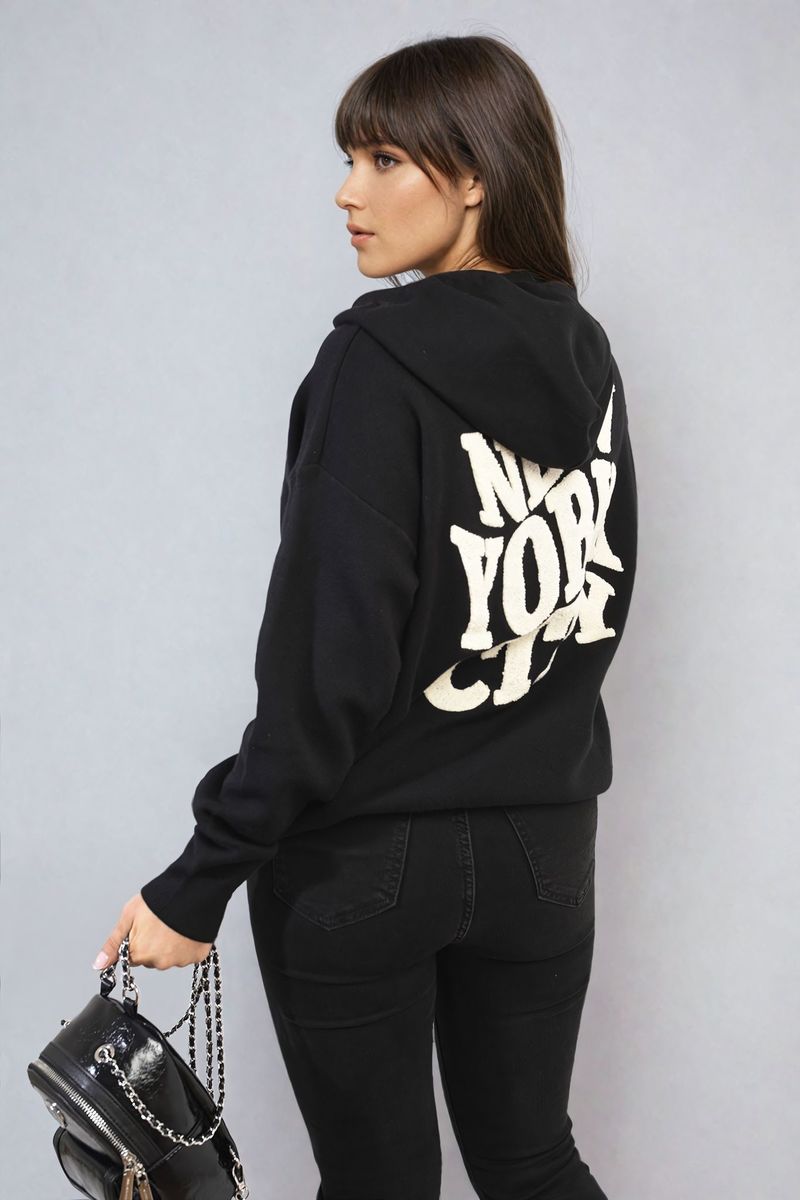 New York City Print Knitted Hoodie