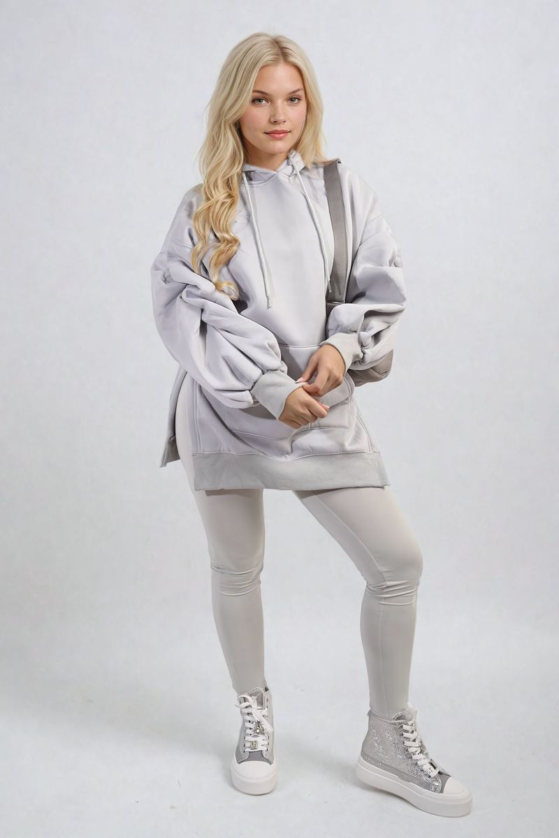 Oversized Hoodie with Side Split and Leggings Co ord Set