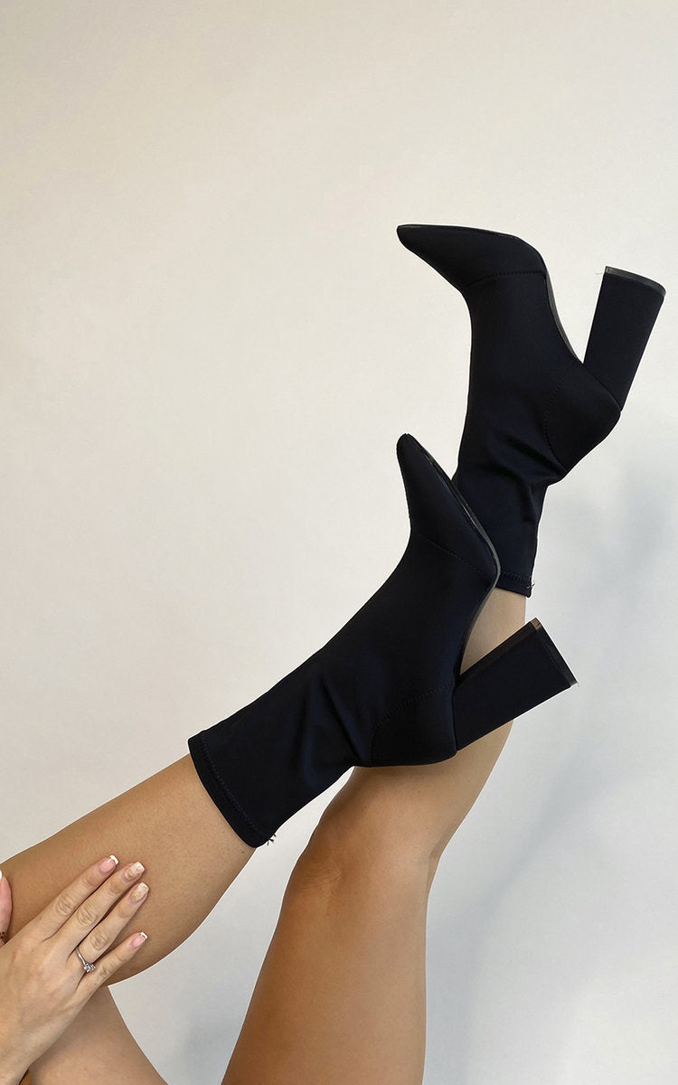 Block Heel Ankle Pointed Boots