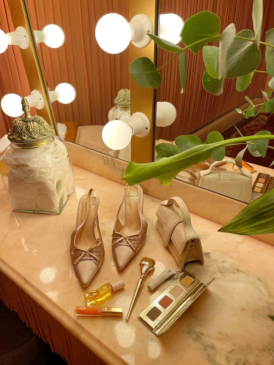 Beige sling back pointed toe high heels with bow-knot detail