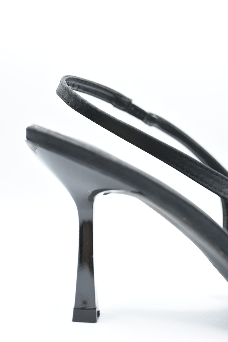 Sling back pointed high heel with stiletto heel and smooth upper