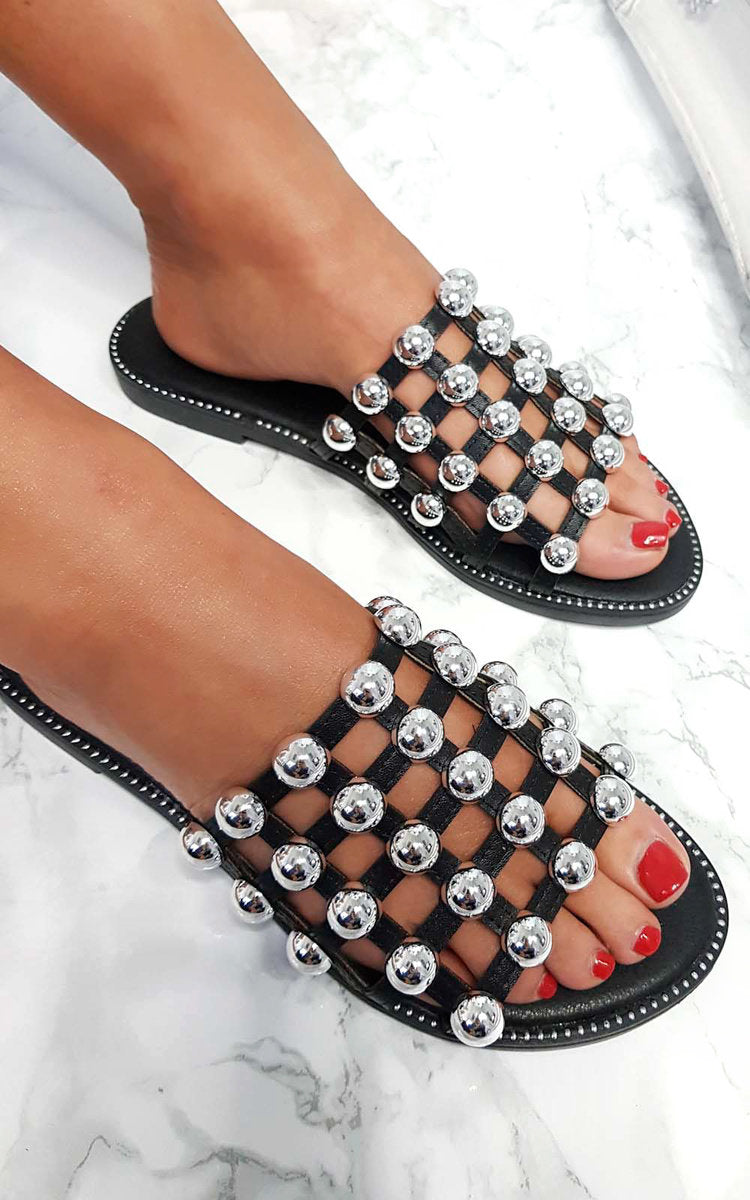 Studded Caged Open Toe Sandals