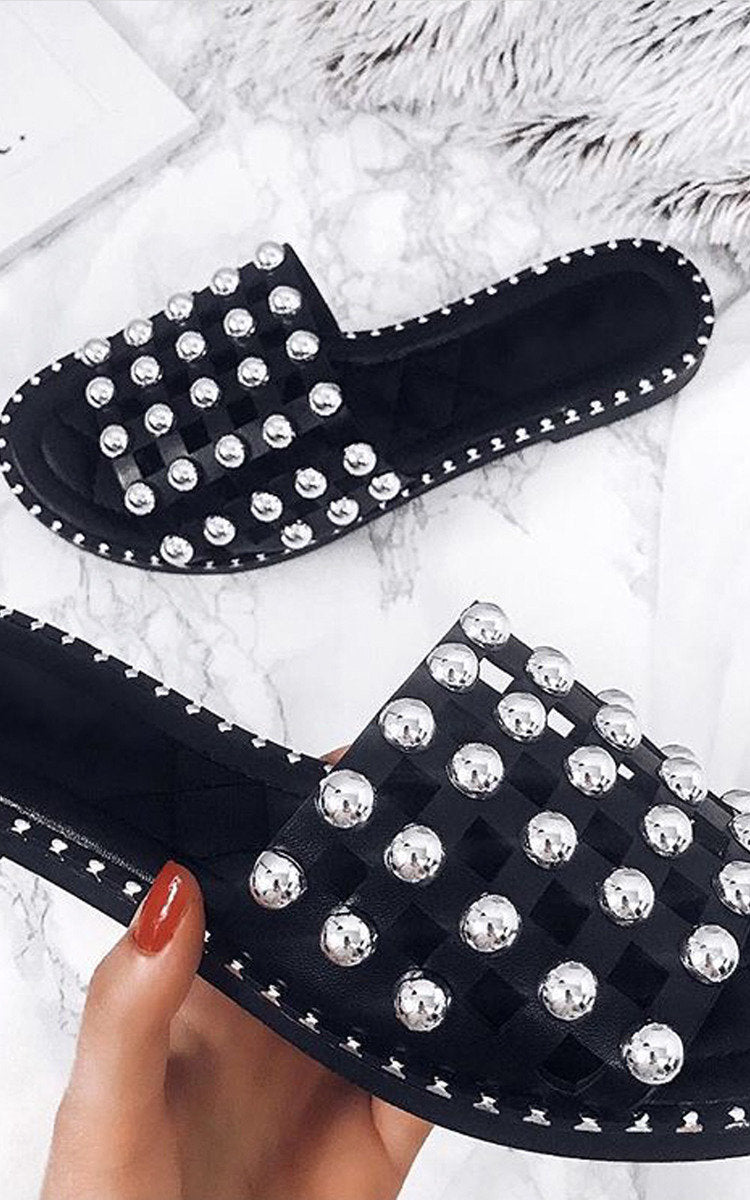 Studded Caged Open Toe Sandals