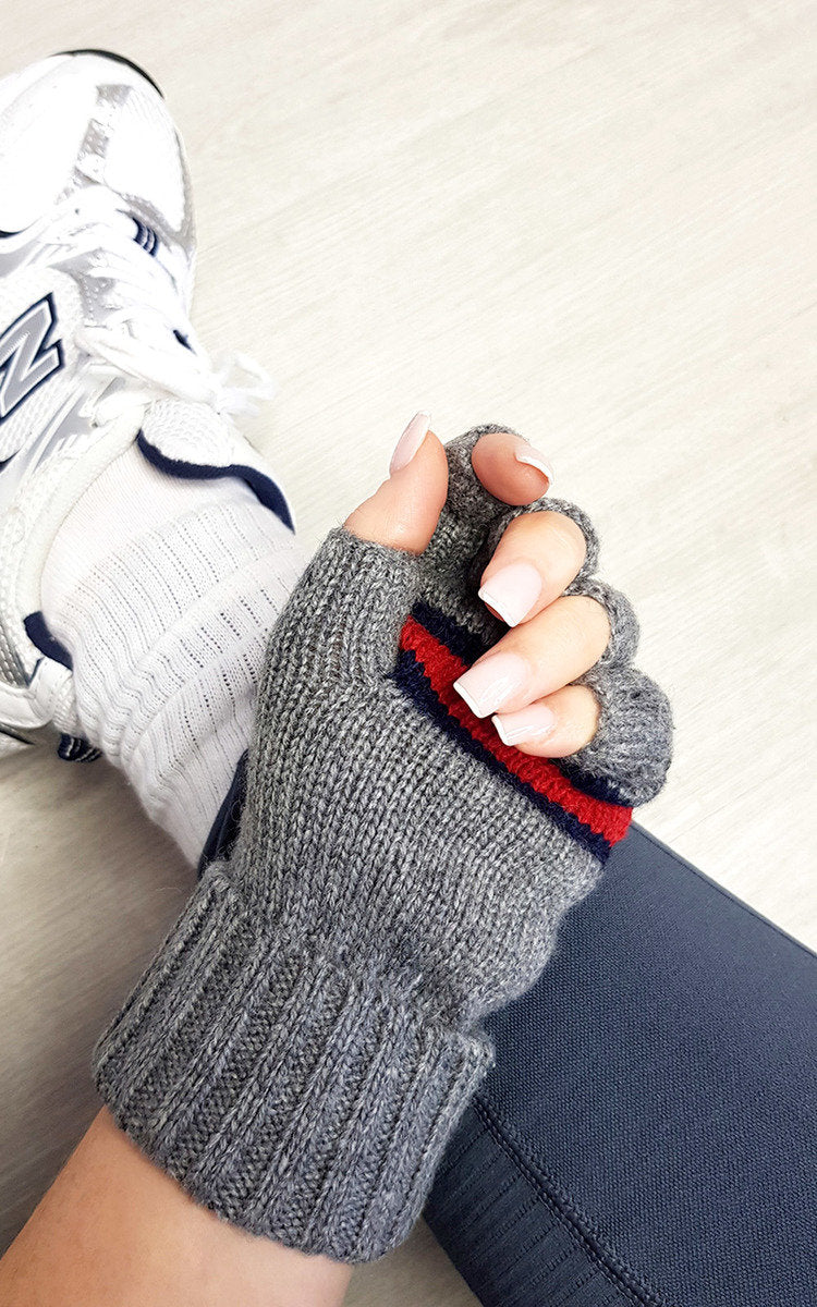 Fingerless Gloves with Stripe Detail