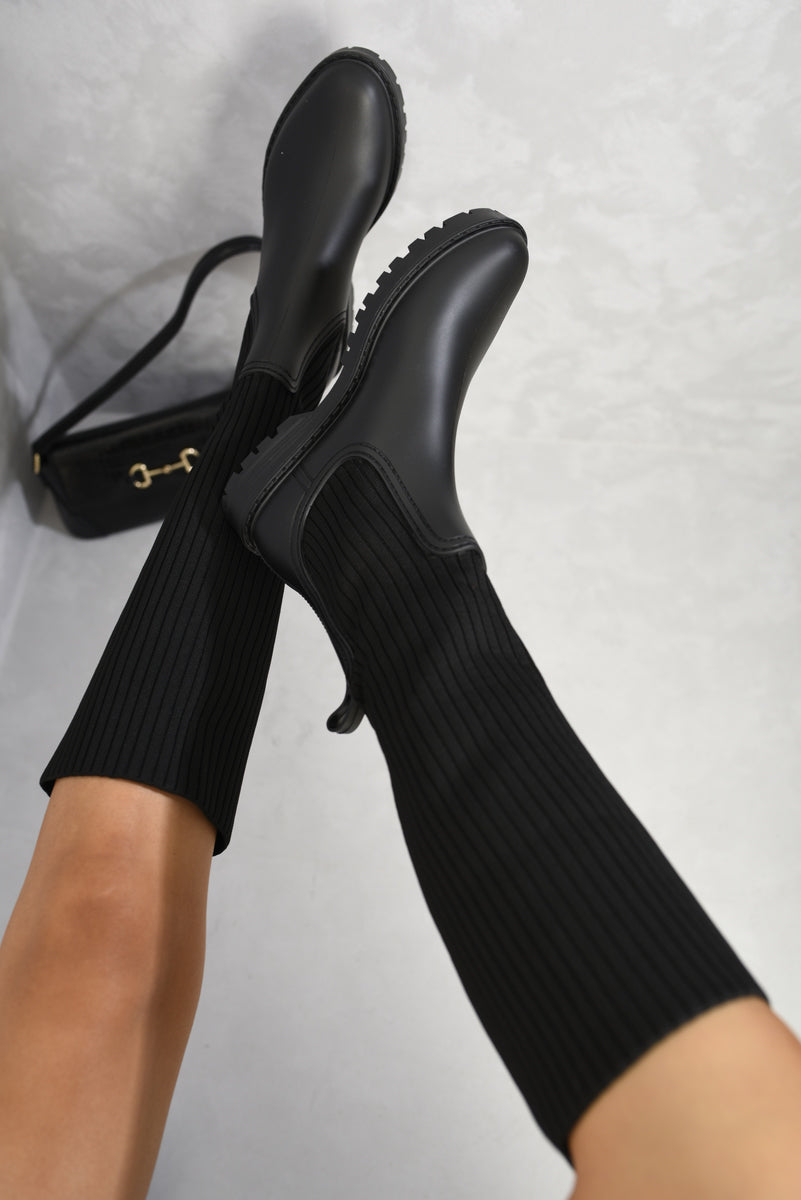 High Sock Platform Boots