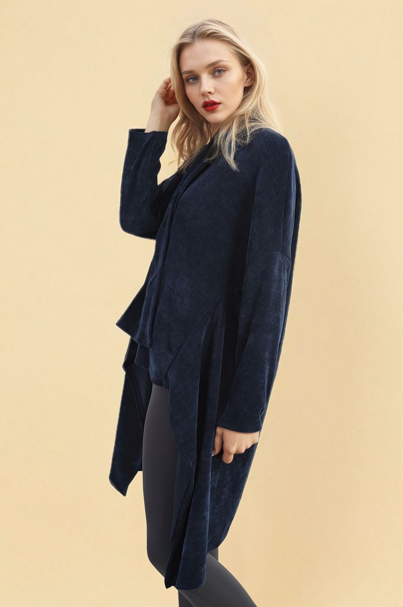 Open Front Long Back Knitted Cardigan