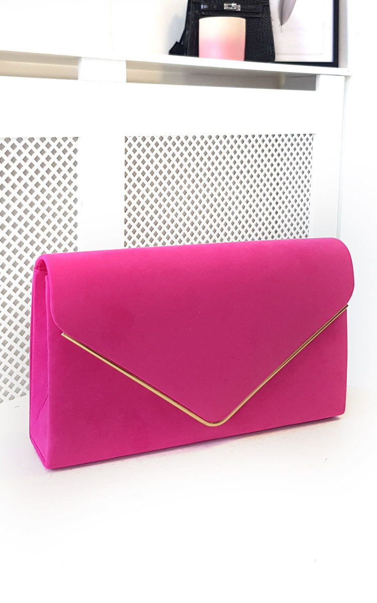 Faux Suede Envelope Clutch Bag