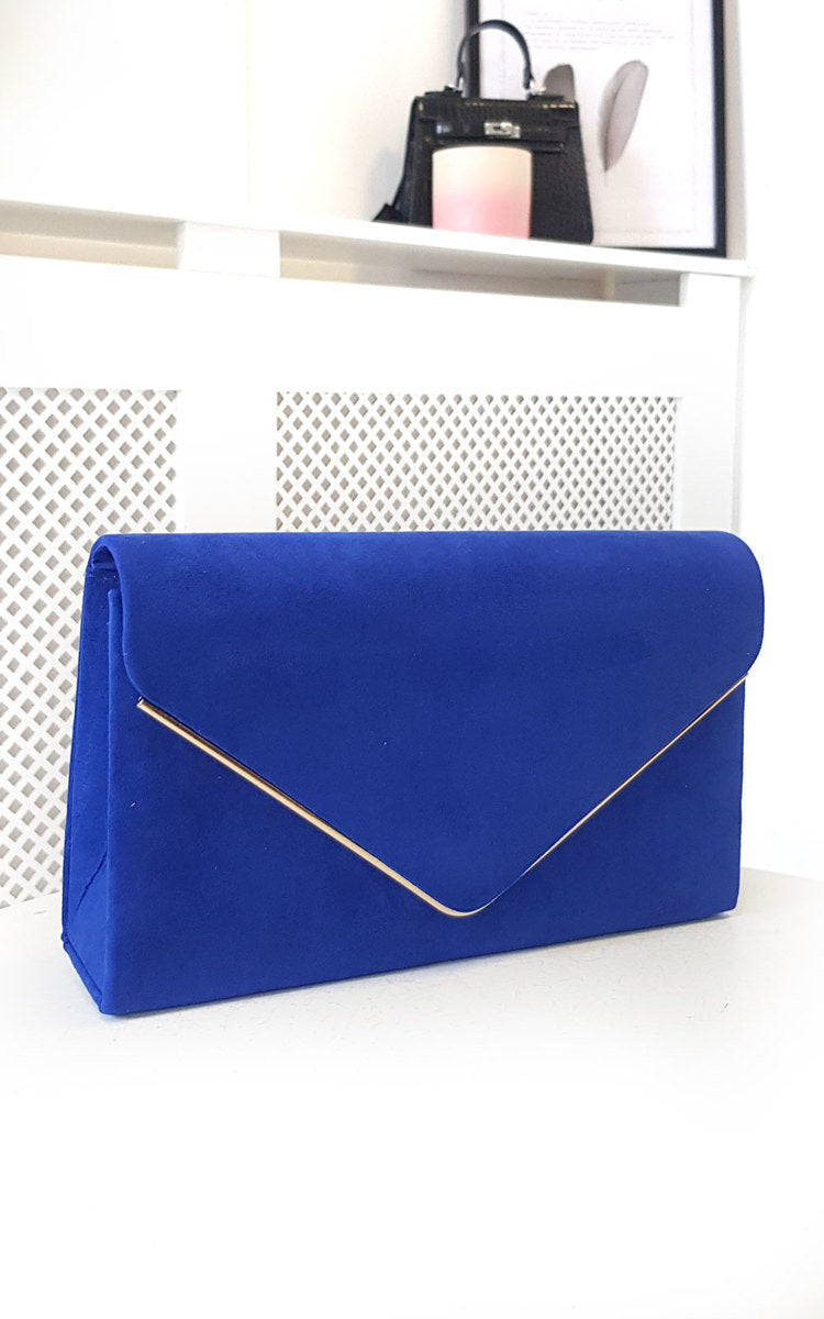 Faux Suede Envelope Clutch Bag