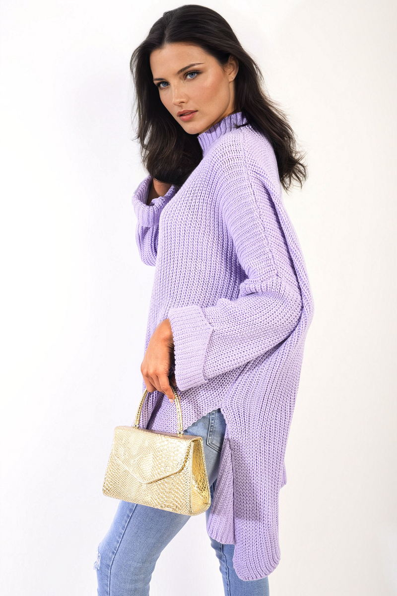 Oversized High Neck Knitted Jumper