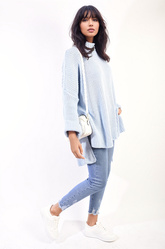 Oversized High Neck Knitted Jumper