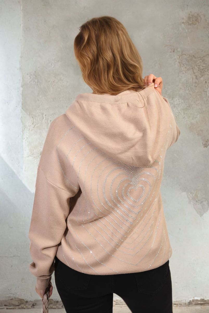 "Women's Long Sleeve Knitted Hoodie with a cozy fit and stylish design."